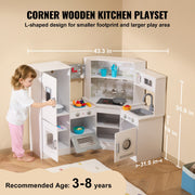 Kitchen Playset Kids Pretend Cooking Play Toy 24 Piece Accessories White V952-ZTCFWJTZBSZJNRNQAV9