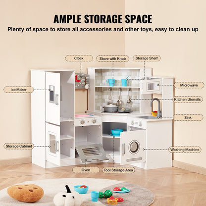 Kitchen Playset Kids Pretend Cooking Play Toy 24 Piece Accessories White V952-ZTCFWJTZBSZJNRNQAV9