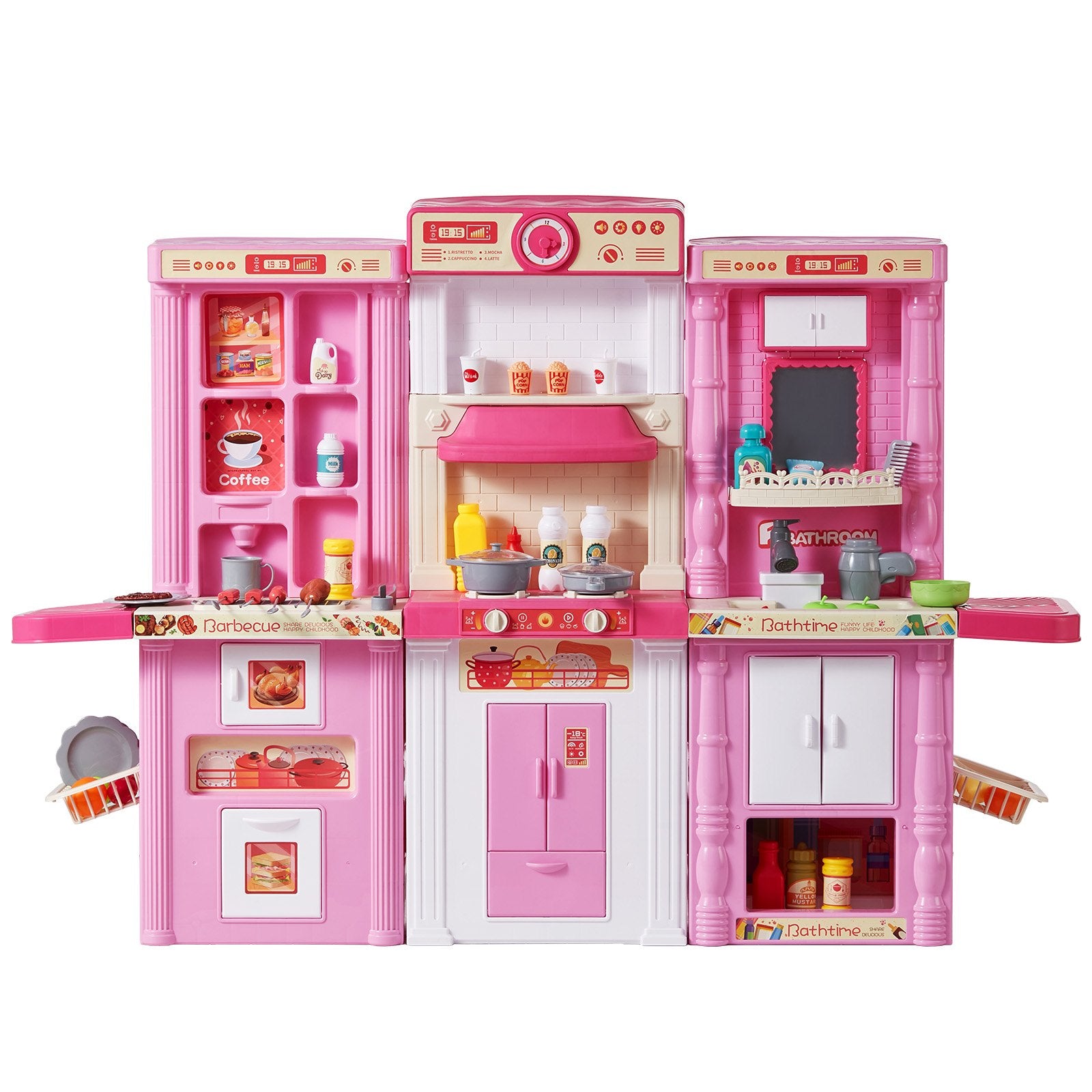 Kitchen Playset Kids Pretend Cooking Play Toy 74 Piece Accessories Pink V952-ZTCFWJTZFSSHSHZQ5V0