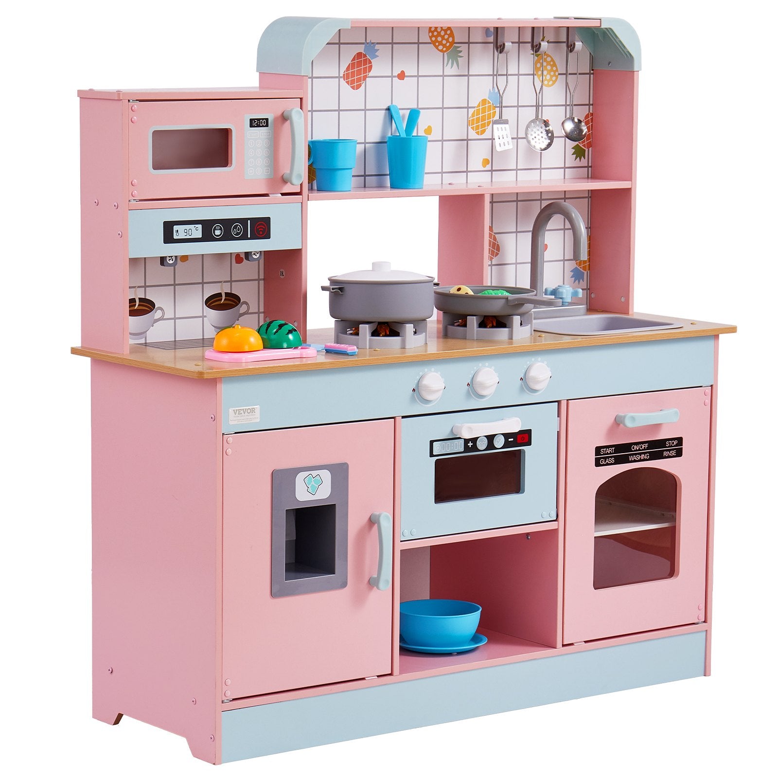 Kitchen Playset Kids Pretend Cooking Play Toy 24 Piece Accessories Pink V952-ZTCFWJTZFSYTB3XWQV9