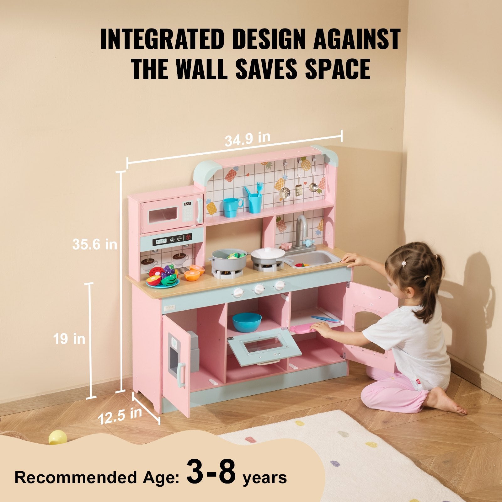 Kitchen Playset Kids Pretend Cooking Play Toy 24 Piece Accessories Pink V952-ZTCFWJTZFSYTB3XWQV9