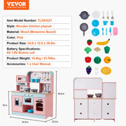 Kitchen Playset Kids Pretend Cooking Play Toy 24 Piece Accessories Pink V952-ZTCFWJTZFSYTB3XWQV9