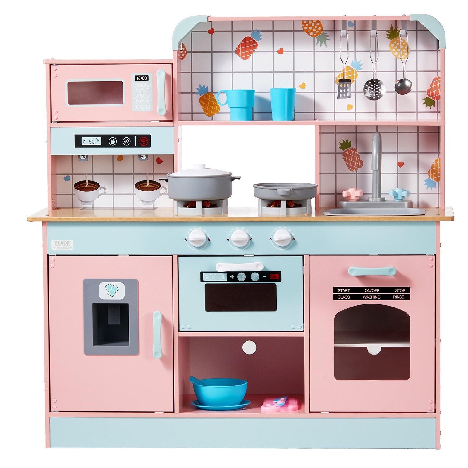 Kitchen Playset Kids Pretend Cooking Play Toy 24 Piece Accessories Pink V952-ZTCFWJTZFSYTB3XWQV9