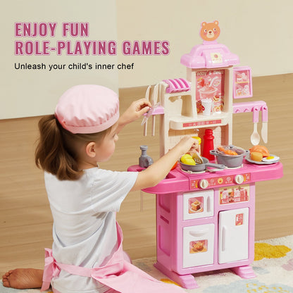 Kitchen Playset Kids Pretend Cooking Play Toy 48 Piece Accessories Pink V952-ZTCFWJTZFSYTEOYKSV9