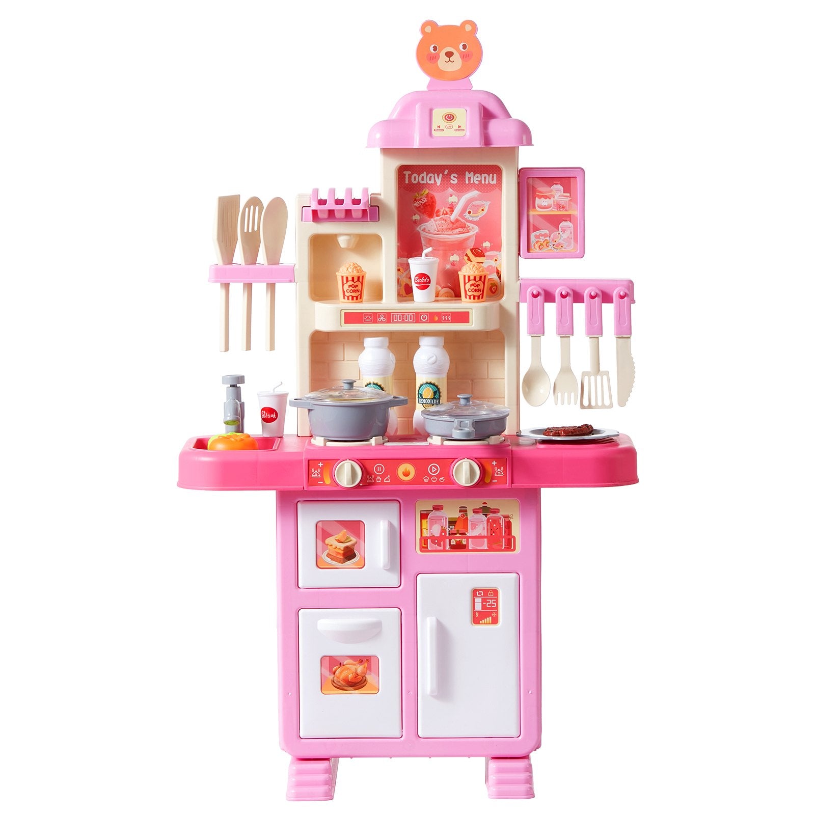 Kitchen Playset Kids Pretend Cooking Play Toy 48 Piece Accessories Pink V952-ZTCFWJTZFSYTEOYKSV9