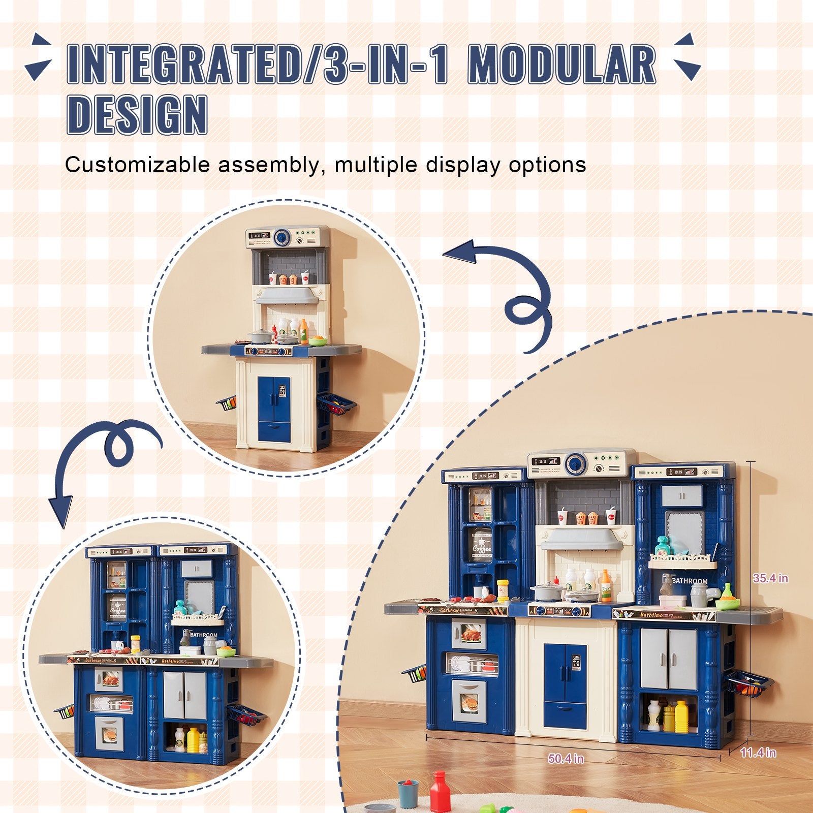 Kitchen Playset Kids Pretend Cooking Play Toy 74 Piece Accessories Blue V952-ZTCFWJTZLSSH37J5TV0