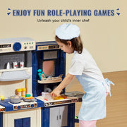 Kitchen Playset Kids Pretend Cooking Play Toy 74 Piece Accessories Blue V952-ZTCFWJTZLSSH37J5TV0
