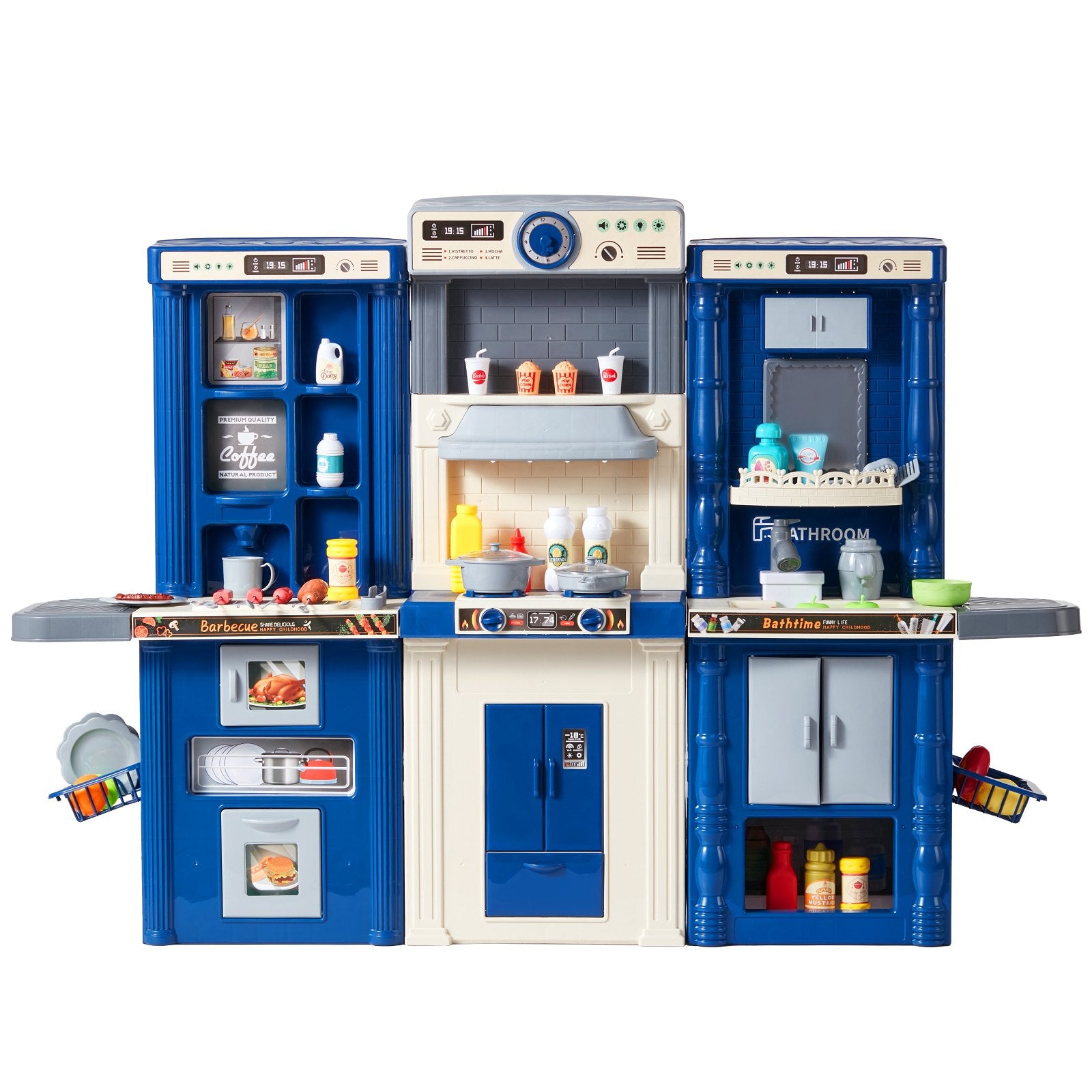 Kitchen Playset Kids Pretend Cooking Play Toy 74 Piece Accessories Blue V952-ZTCFWJTZLSSH37J5TV0