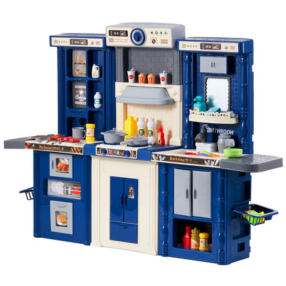 Kitchen Playset Kids Pretend Cooking Play Toy 74 Piece Accessories Blue V952-ZTCFWJTZLSSH37J5TV0