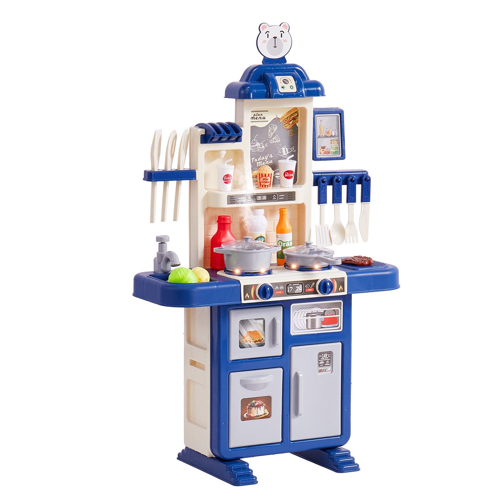 Kitchen Playset Kids Pretend Cooking Play Toy 48 Piece Accessories Blue V952-ZTCFWJTZLSYTYQH58V9
