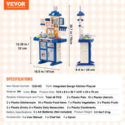 Kitchen Playset Kids Pretend Cooking Play Toy 48 Piece Accessories Blue V952-ZTCFWJTZLSYTYQH58V9