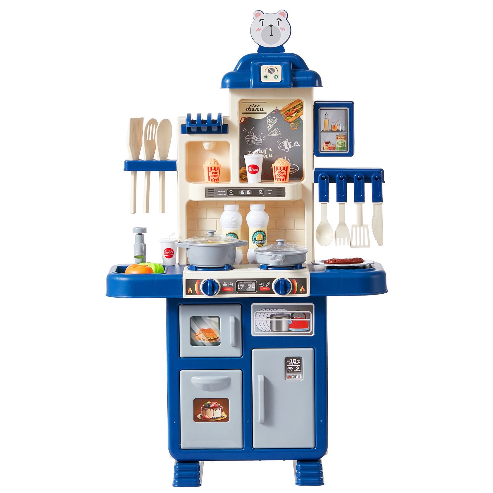 Kitchen Playset Kids Pretend Cooking Play Toy 48 Piece Accessories Blue V952-ZTCFWJTZLSYTYQH58V9