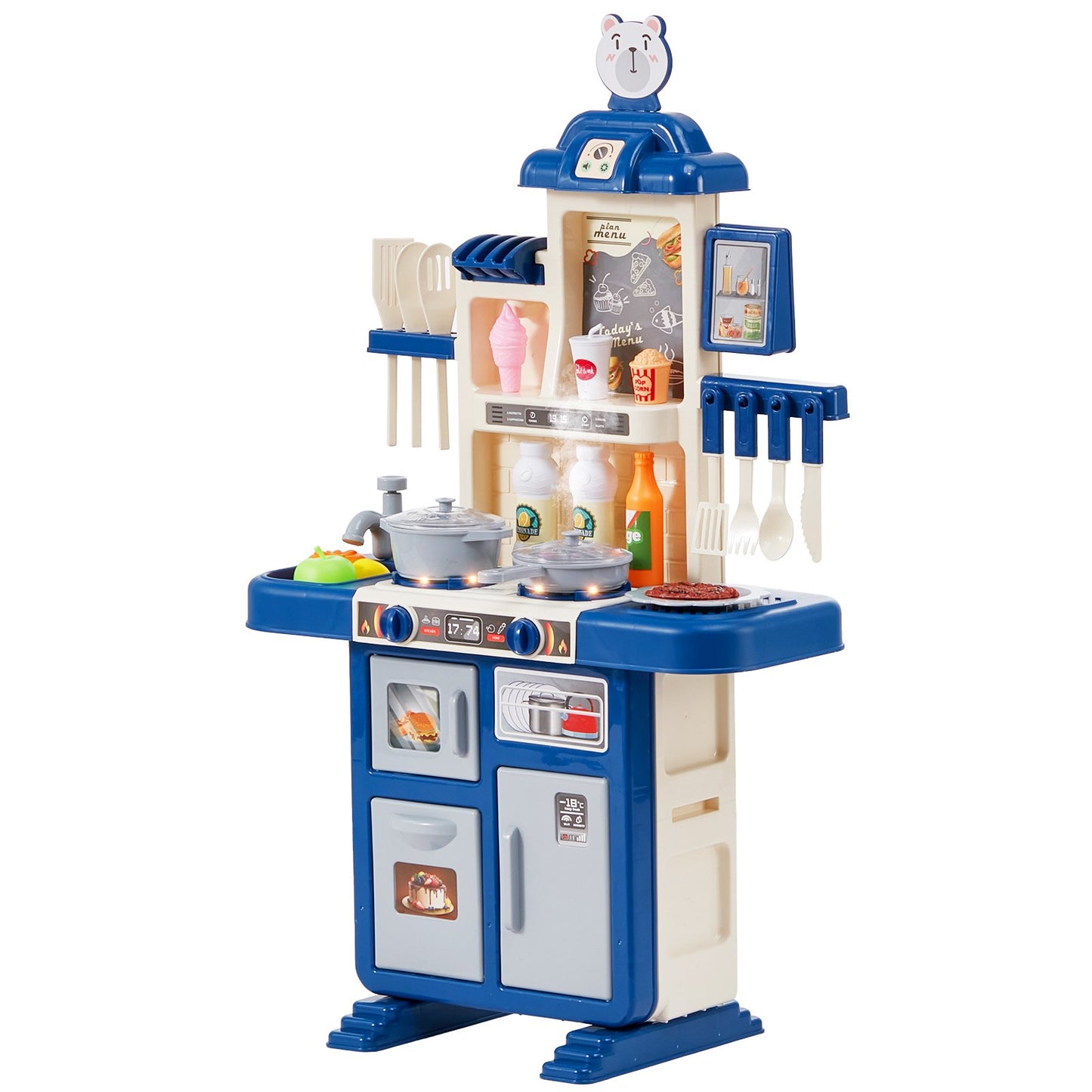 Kitchen Playset Kids Pretend Cooking Play Toy 48 Piece Accessories Blue V952-ZTCFWJTZLSYTYQH58V9