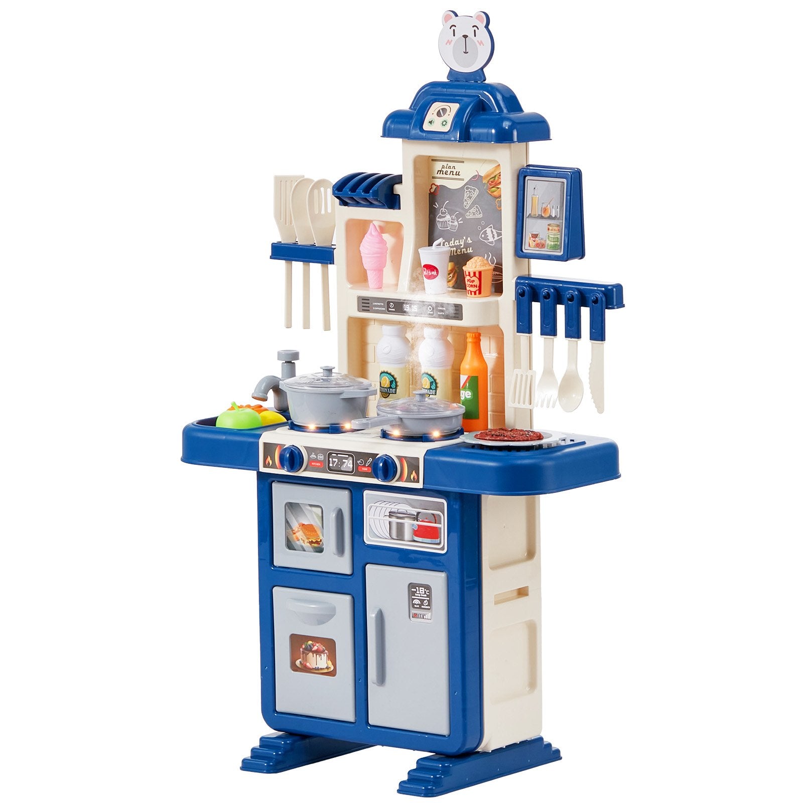 Kitchen Playset Kids Pretend Cooking Play Toy 48 Piece Accessories Blue V952-ZTCFWJTZLSYTYQH58V9