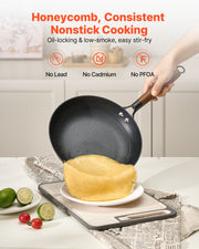 Cast Iron Skillet, 3-Piece Frying Pan Set (205, 265, 310 mm), Nonstick Skillets with Detachable Wood Handle, V952-ZTCG81012INC606UR001V0