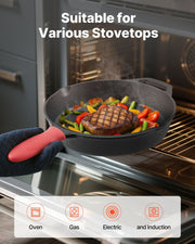 Cast Iron Skillet, 4 Pcs Frying Pan Set (155, 205, 260, 305 mm), Skillets with Heat-Resistant Silicone V952-ZTCGSJTCT681923OS001V0