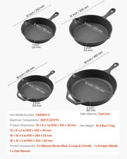 Cast Iron Skillet, 4 Pcs Frying Pan Set (155, 205, 260, 305 mm), Skillets with Heat-Resistant Silicone V952-ZTCGSJTCT681923OS001V0