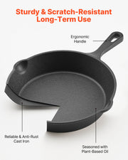 Cast Iron Skillet, 3 Pcs Frying Pan Set (160, 220, 265 mm), Heavy-Duty Skillets with Heat-Resistant Handle, V952-ZTCGSJTCT681KMJDP001V0