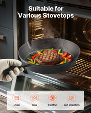Cast Iron Skillet, 3 Pcs Frying Pan Set (160, 220, 265 mm), Heavy-Duty Skillets with Heat-Resistant Handle, V952-ZTCGSJTCT681KMJDP001V0