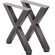 Set of 2 Steel Table Legs, 28'Height 24'Wide Dining Table Legs, Heavy Duty 3.1" Square Box Section X Frame V952-ZTCX720X600MM0001V0