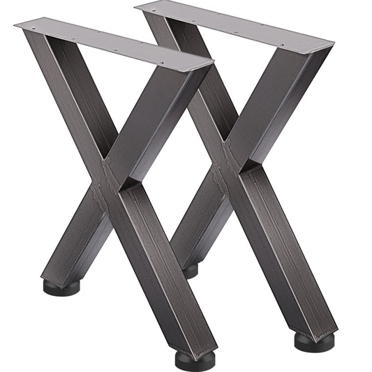 Set of 2 Steel Table Legs, 28'Height 24'Wide Dining Table Legs, Heavy Duty 3.1" Square Box Section X Frame V952-ZTCX720X600MM0001V0