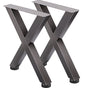 Set of 2 Steel Table Legs, 28'Height 24'Wide Dining Table Legs, Heavy Duty 3.1" Square Box Section X Frame V952-ZTCX720X600MM0001V0