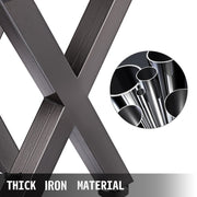 Set of 2 Steel Table Legs, 28'Height 24'Wide Dining Table Legs, Heavy Duty 3.1" Square Box Section X Frame V952-ZTCX720X600MM0001V0