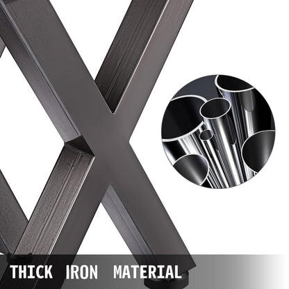Set of 2 Steel Table Legs, 28'Height 24'Wide Dining Table Legs, Heavy Duty 3.1" Square Box Section X Frame V952-ZTCX720X600MM0001V0