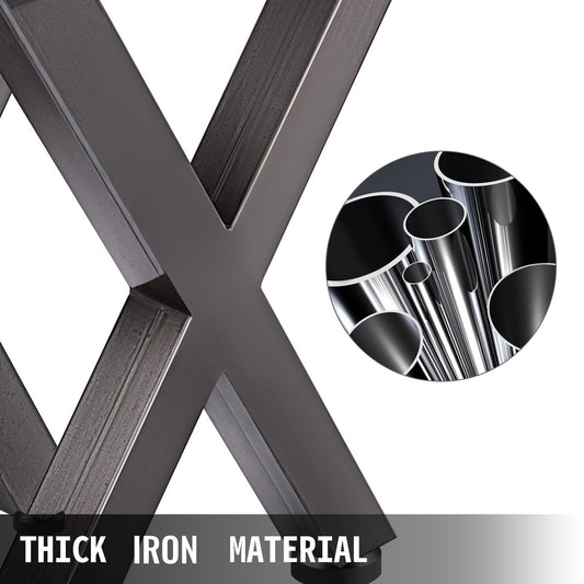 Set of 2 Steel Table Legs, 28'Height 24'Wide Dining Table Legs, Heavy Duty 3.1" Square Box Section X Frame V952-ZTCX720X600MM0001V0