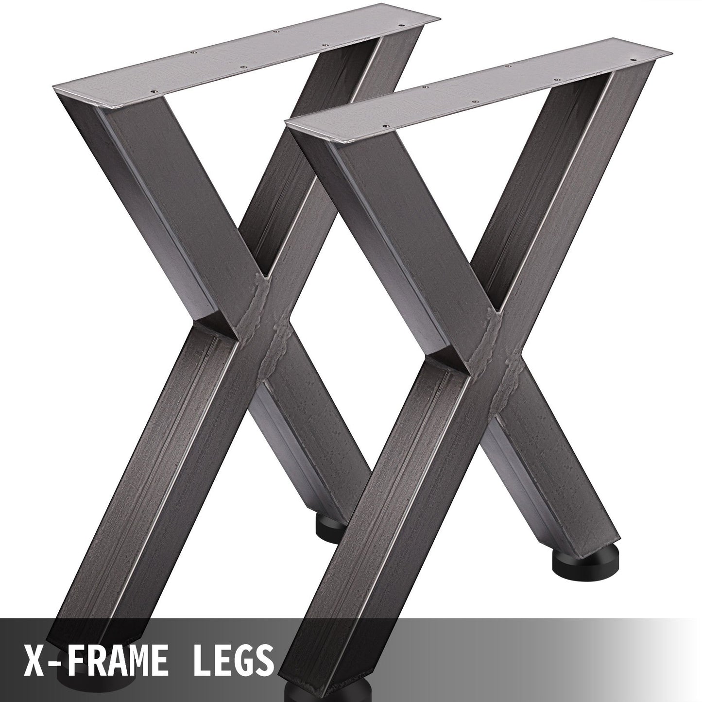 Set of 2 Steel Table Legs, 28'Height 24'Wide Dining Table Legs, Heavy Duty 3.1" Square Box Section X Frame V952-ZTCX720X600MM0001V0
