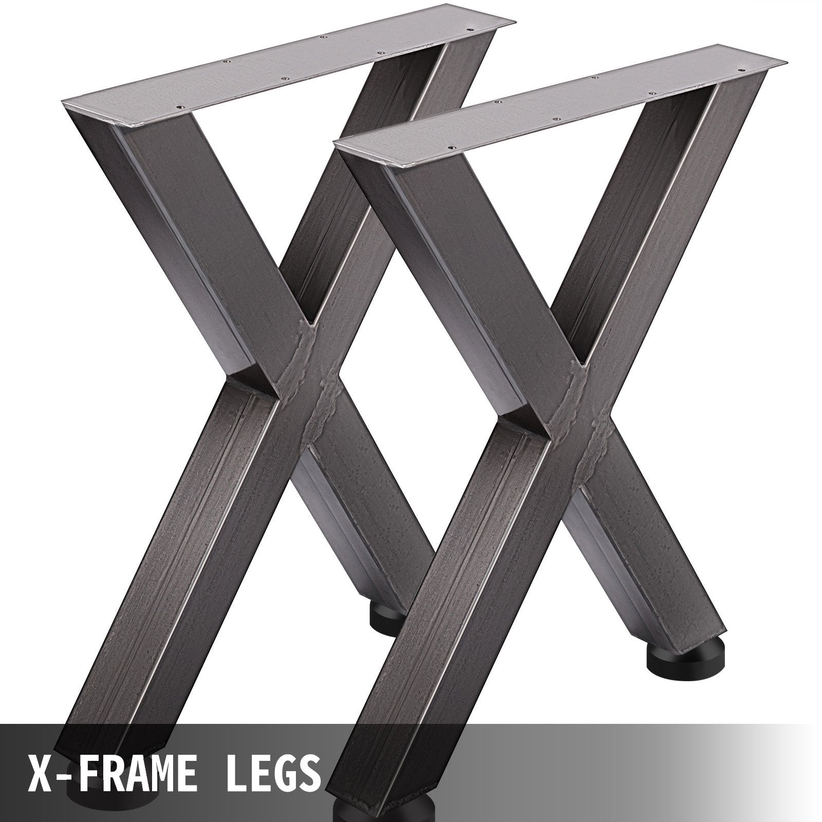 Set of 2 Steel Table Legs, 28'Height 24'Wide Dining Table Legs, Heavy Duty 3.1" Square Box Section X Frame V952-ZTCX720X600MM0001V0