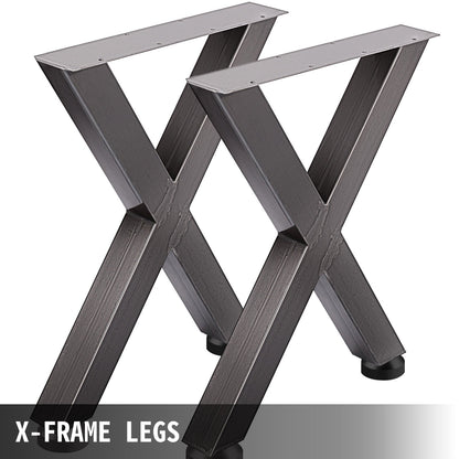 Set of 2 Steel Table Legs, 28'Height 24'Wide Dining Table Legs, Heavy Duty 3.1" Square Box Section X Frame V952-ZTCX720X600MM0001V0