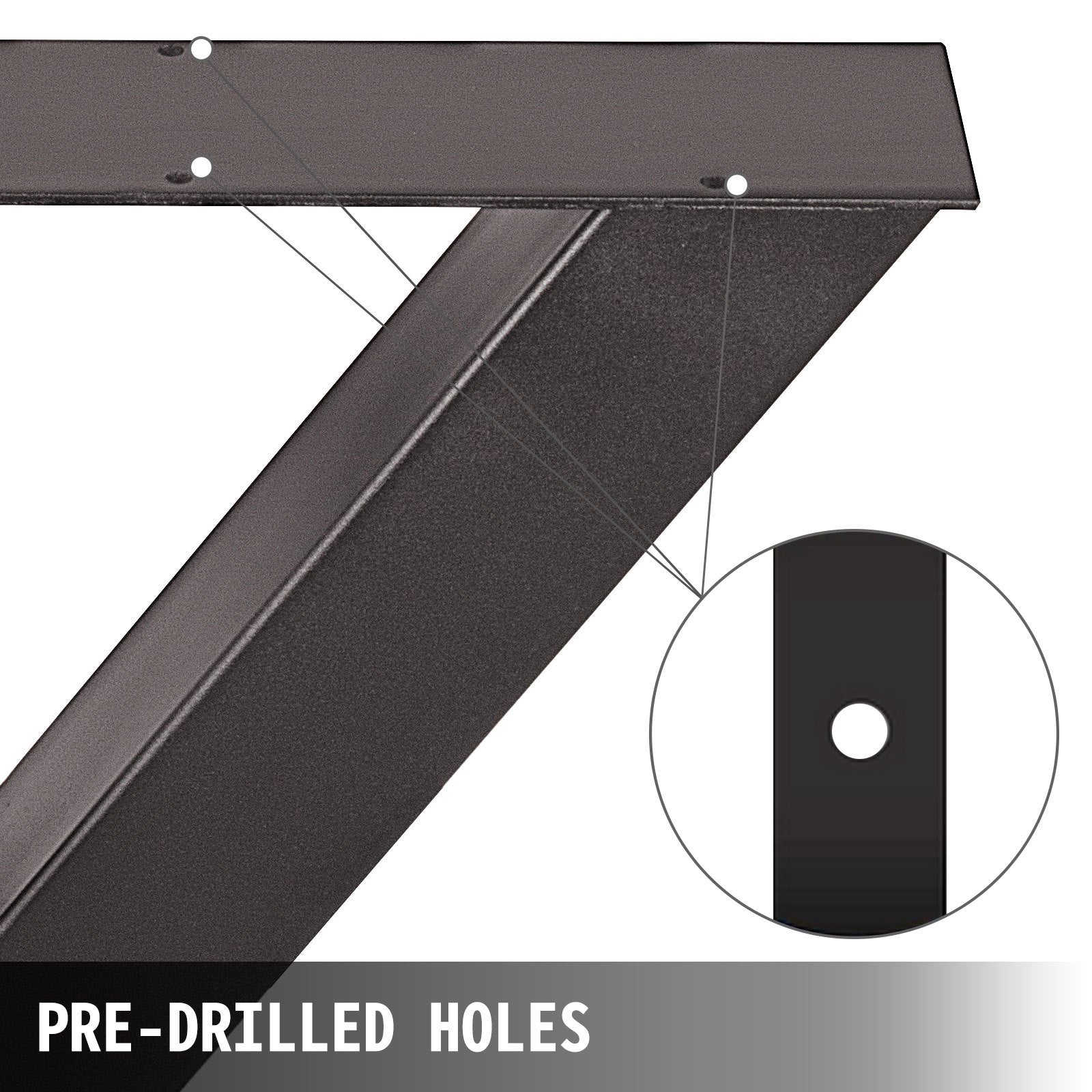 Set of 2 Steel Table Legs, 28'Height 24'Wide Dining Table Legs, Heavy Duty 3.1" Square Box Section X Frame V952-ZTCX720X600MM0001V0