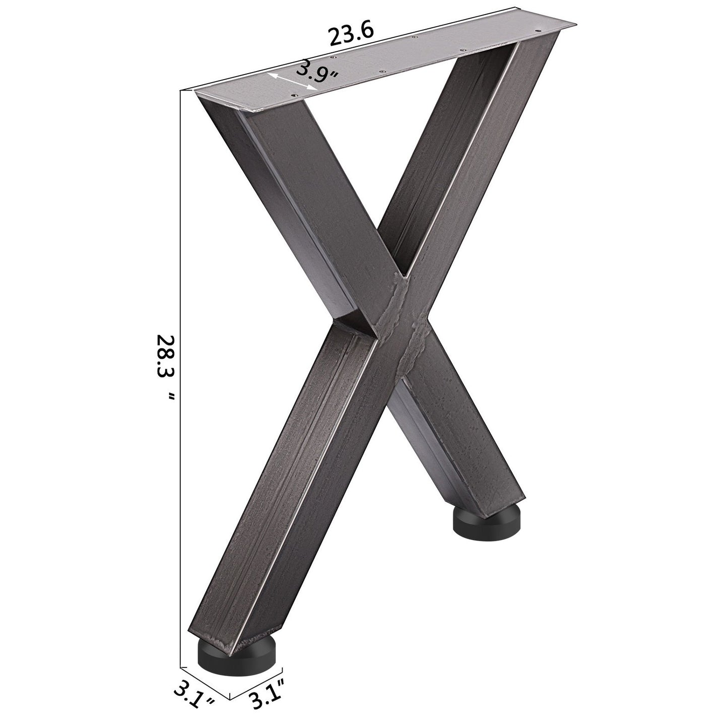 Set of 2 Steel Table Legs, 28'Height 24'Wide Dining Table Legs, Heavy Duty 3.1" Square Box Section X Frame V952-ZTCX720X600MM0001V0