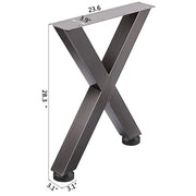 Set of 2 Steel Table Legs, 28'Height 24'Wide Dining Table Legs, Heavy Duty 3.1" Square Box Section X Frame V952-ZTCX720X600MM0001V0