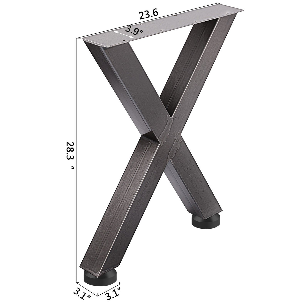 Set of 2 Steel Table Legs, 28'Height 24'Wide Dining Table Legs, Heavy Duty 3.1" Square Box Section X Frame V952-ZTCX720X600MM0001V0