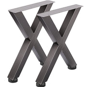 Set of 2 Steel Table Legs, 28'Height 24'Wide Dining Table Legs, Heavy Duty 3.1" Square Box Section X Frame V952-ZTCX720X600MM0001V0
