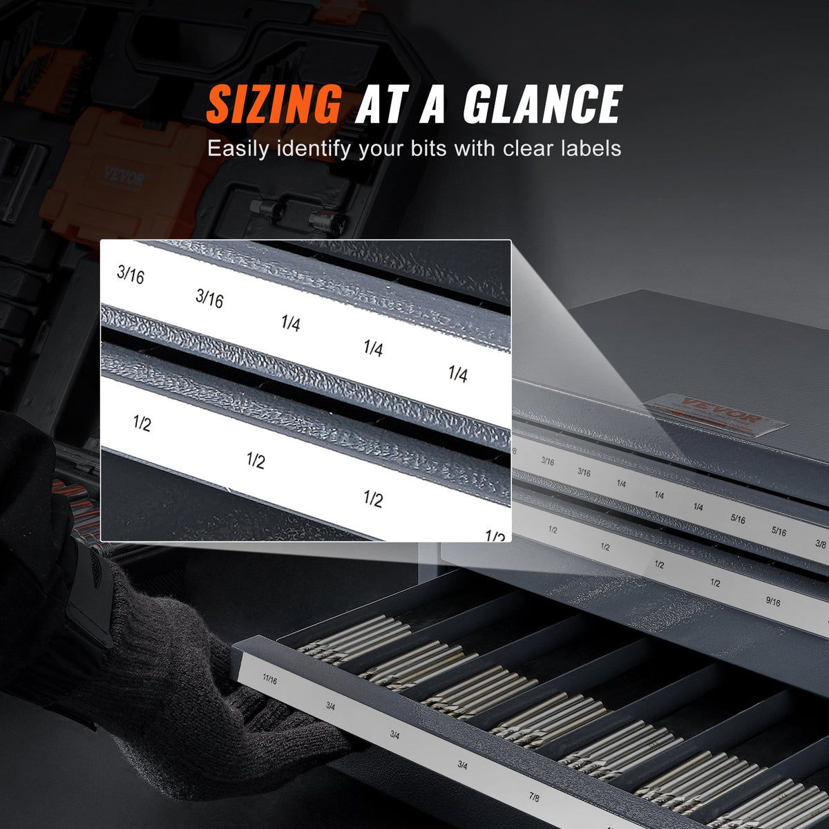 End Mill Dispenser Cabinet, Three-Drawer End Mill Organizer Cabinet for 1/8" to 1", Steel End Mill Dispenser V952-ZTFPGJX18D1SM1MR6V0