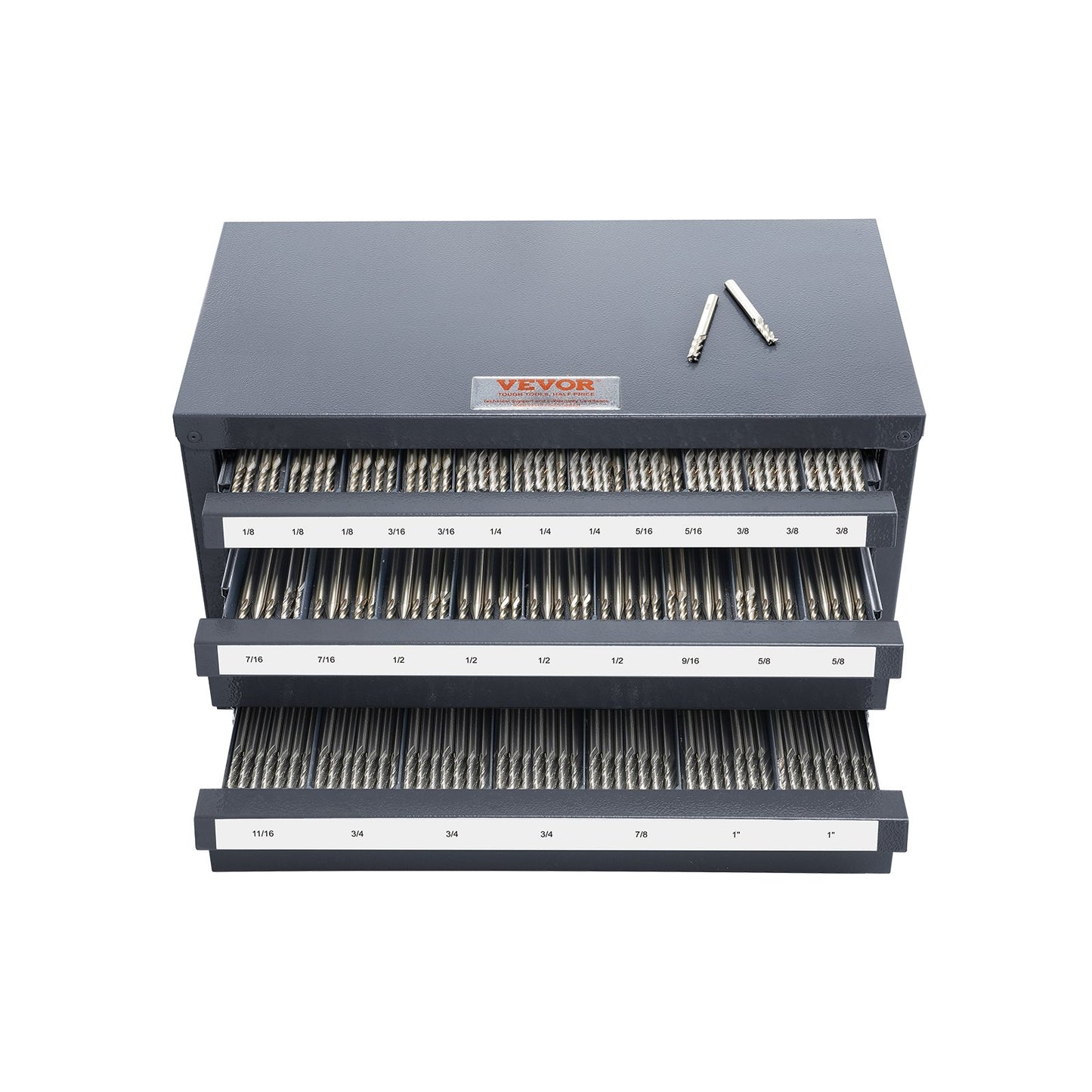 End Mill Dispenser Cabinet, Three-Drawer End Mill Organizer Cabinet for 1/8" to 1", Steel End Mill Dispenser V952-ZTFPGJX18D1SM1MR6V0