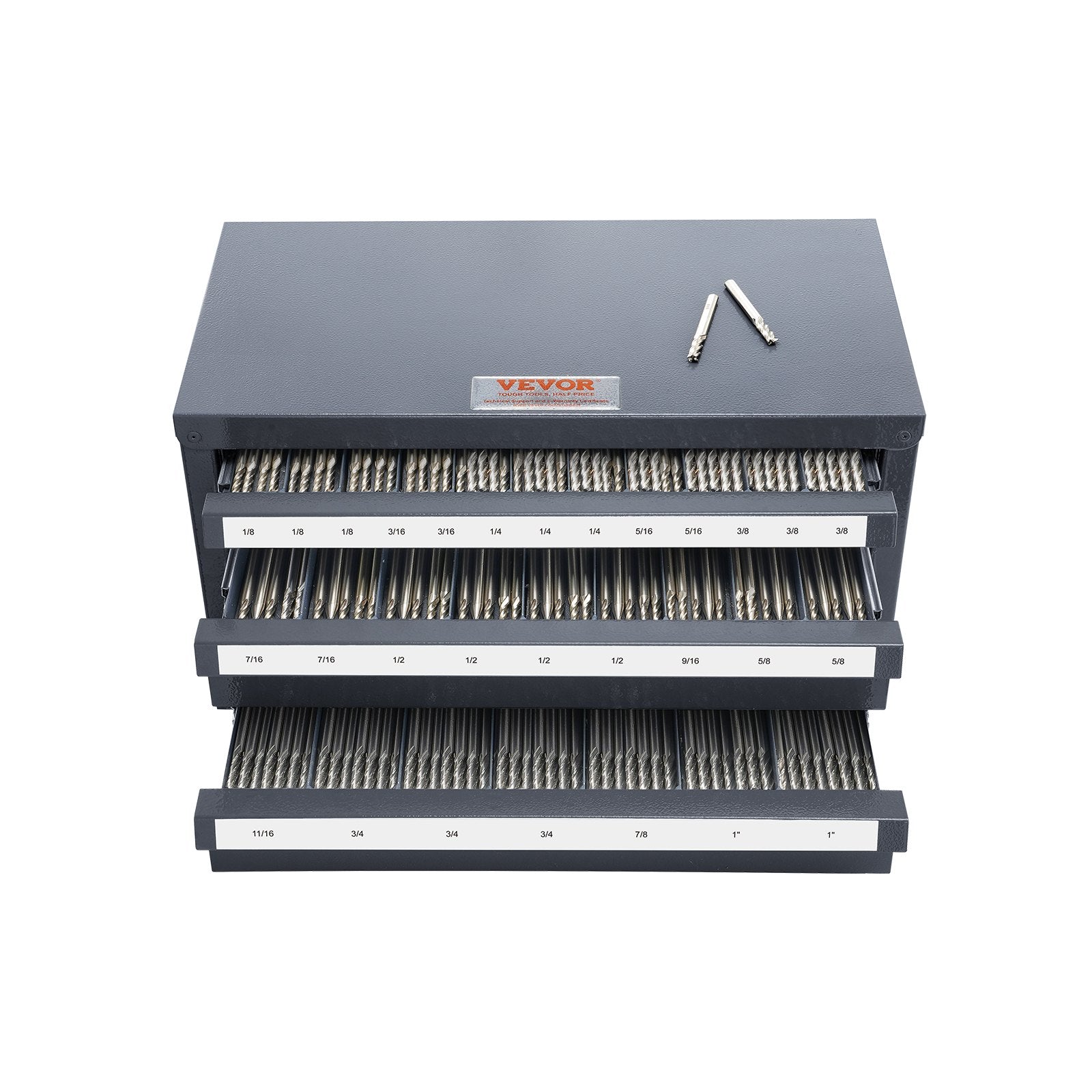 End Mill Dispenser Cabinet, Three-Drawer End Mill Organizer Cabinet for 1/8" to 1", Steel End Mill Dispenser V952-ZTFPGJX18D1SM1MR6V0