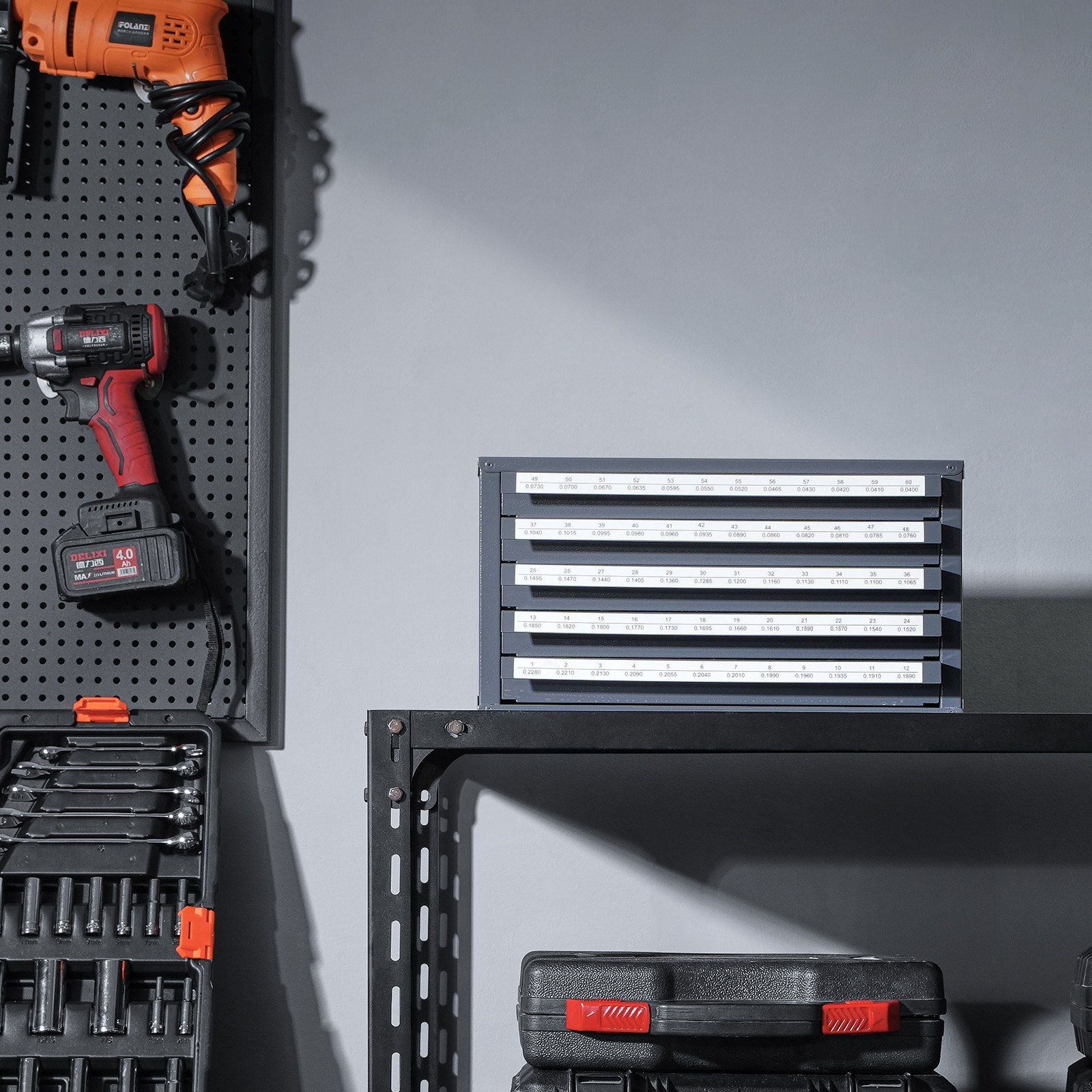 Drill Bit Dispenser Cabinet, Five-Drawer Drill Bit Organizer Cabinet for #1 to #60 Steel Drill Dispenser V952-ZTFPGJX1D60WON2CZV0