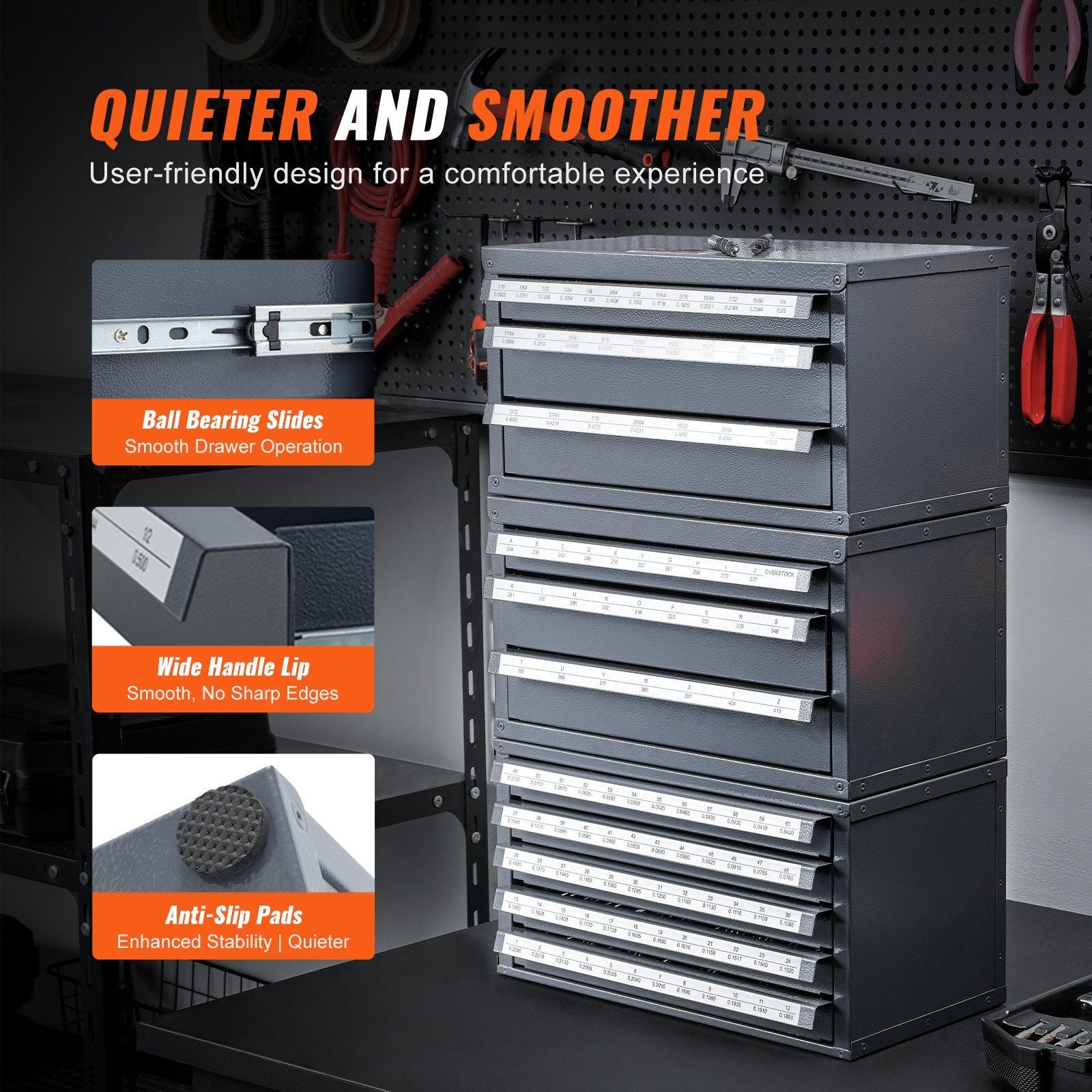 Drill Bit Dispenser Cabinet, Five-Drawer Drill Bit Organizer Cabinet for 33/64" to 63/64" Steel Drill V952-ZTFPGJX3364D1XNGFV0