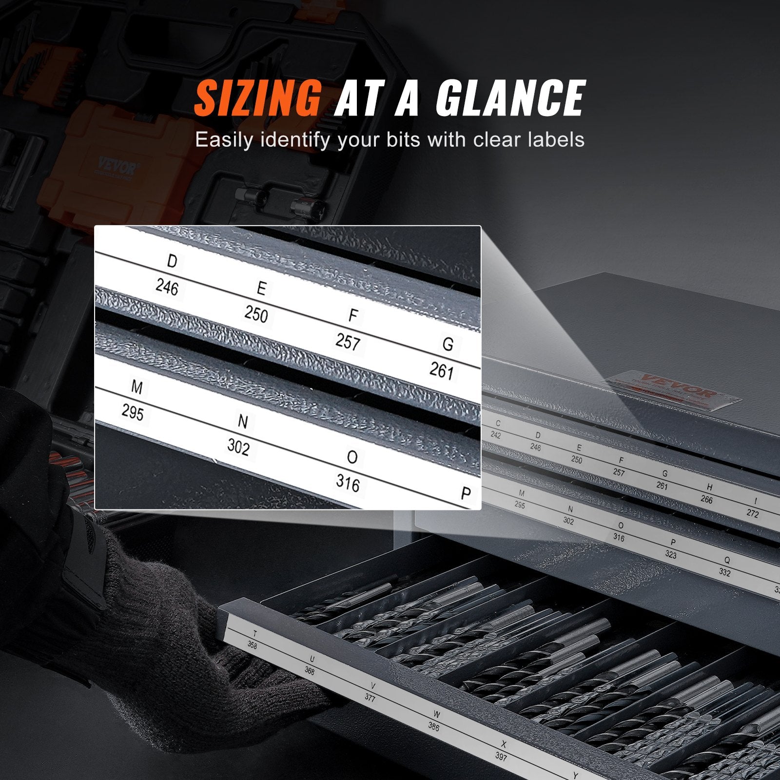 Drill Bit Dispenser Cabinet, Three-Drawer Drill Bit Organizer Cabinet for A to Z, Steel Drill Dispenser V952-ZTFPGJXADZSCZ52E8V0