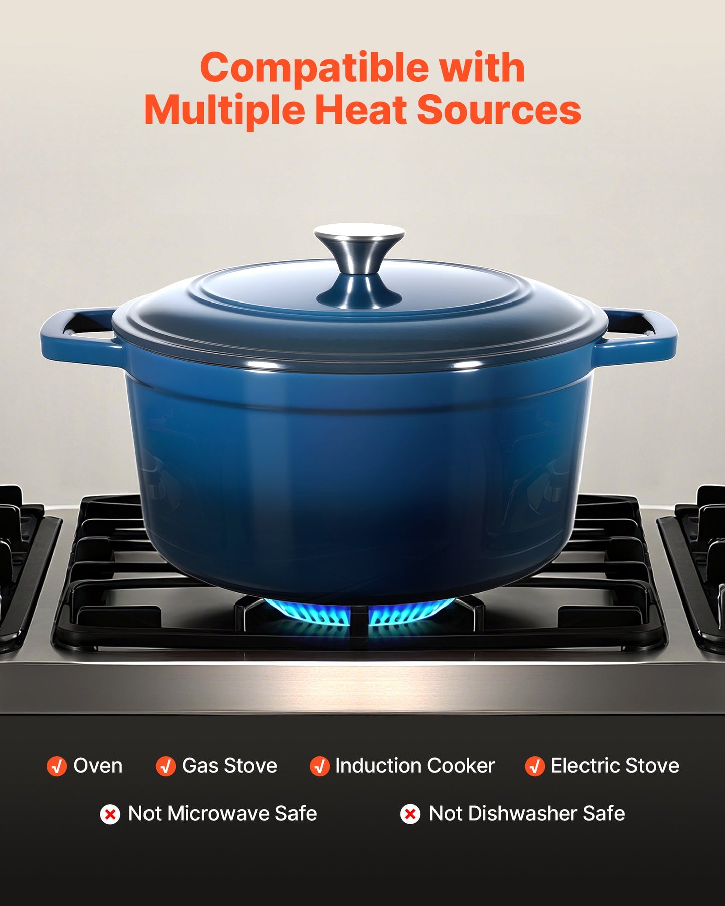 Enameled Cast Iron Dutch Oven, 5.7L Pot with Lid and Dual Handles, Heavy-Duty Durable Cookware Pan, Oven V952-ZTHLKX6QTTCT7F6PS001V0