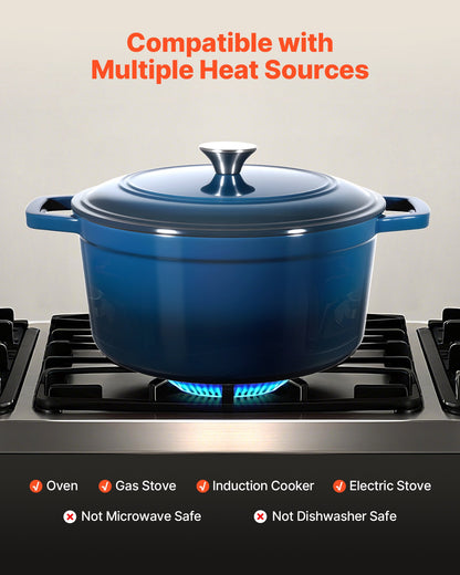 Enameled Cast Iron Dutch Oven, 5.7L Pot with Lid and Dual Handles, Heavy-Duty Durable Cookware Pan, Oven V952-ZTHLKX6QTTCT7F6PS001V0