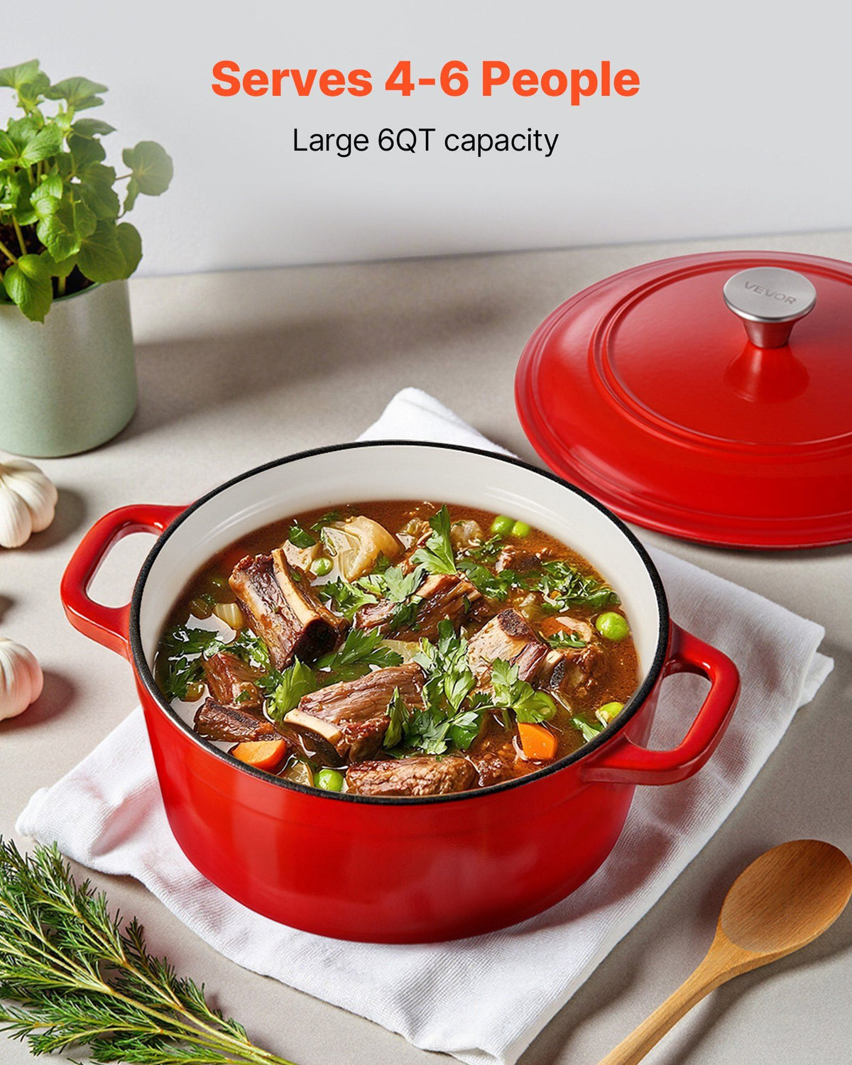 Enameled Cast Iron Dutch Oven, 5.7L Pot with Lid and Dual Handles, Heavy-Duty Durable Cookware Pan, Oven V952-ZTHLKX6QTTCTO54AA001V0