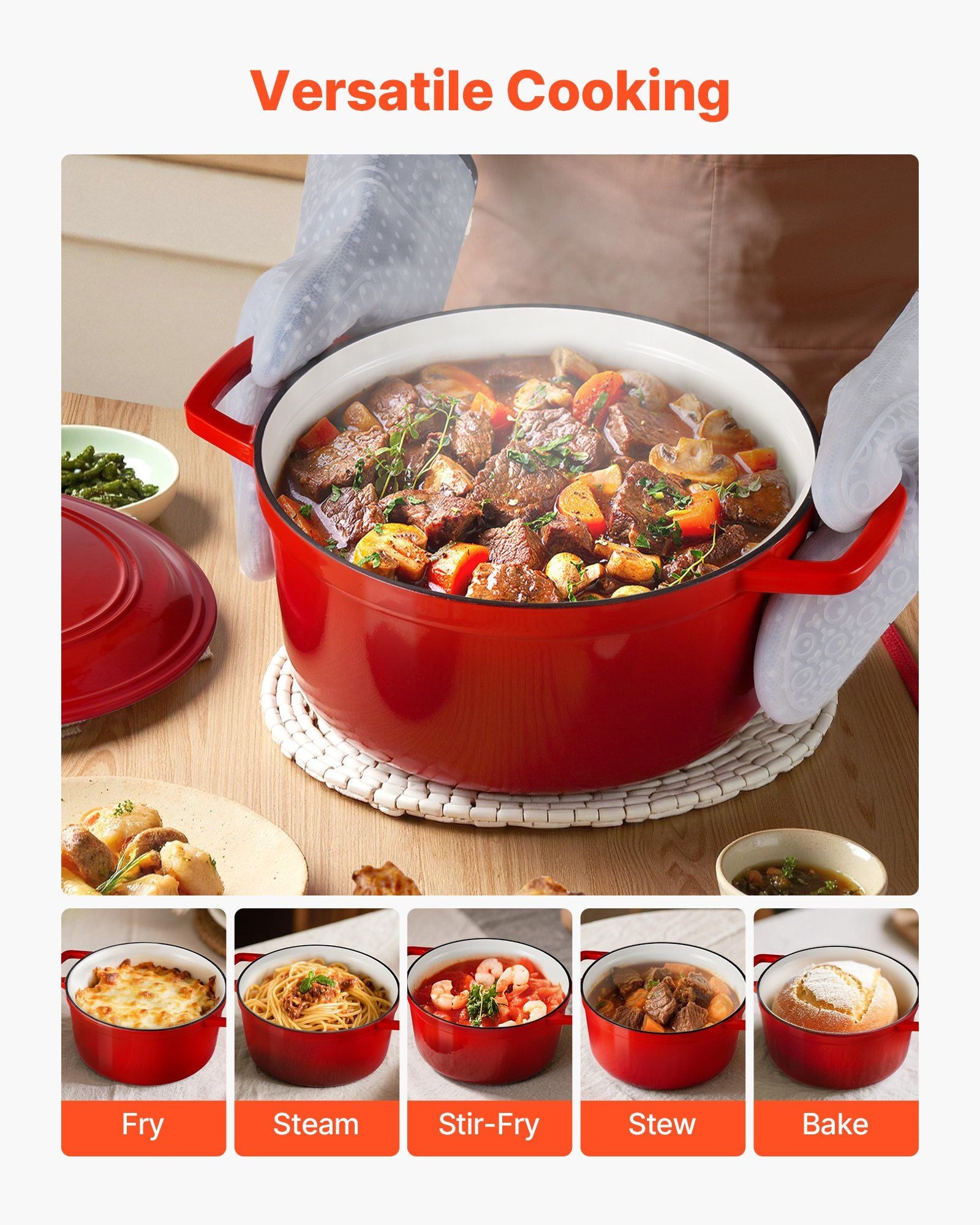 Enameled Cast Iron Dutch Oven, 5.7L Pot with Lid and Dual Handles, Heavy-Duty Durable Cookware Pan, Oven V952-ZTHLKX6QTTCTO54AA001V0