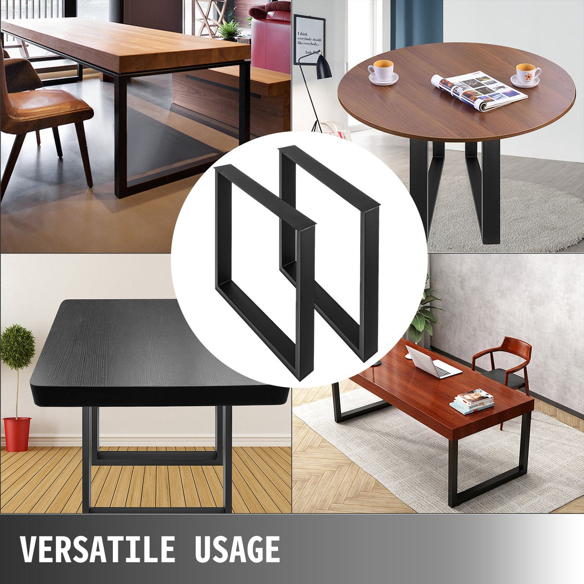 Black Metal Table Legs Set of 2 Steel Table Legs 35x28 Inch Dining Table Legs Office Table Legs Computer Desk V952-ZTHS900X72MM00001V0