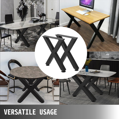Set of 2 Steel Table Legs, 28\'\'Height 24\'\'Wide Dining Table Legs, Heavy Duty 3.1"" Square Box Section X V952-ZTHSCX720X600MM01V0