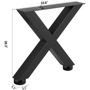 Set of 2 Steel Table Legs, 28\'\'Height 24\'\'Wide Dining Table Legs, Heavy Duty 3.1"" Square Box Section X V952-ZTHSCX720X600MM01V0